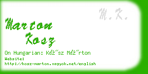 marton kosz business card